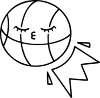 linje teckning tecknad serie av en basketboll png