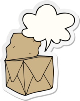 cartoon package with speech bubble sticker png