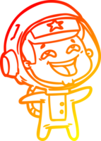 warm gradient line drawing of a cartoon laughing astronaut png