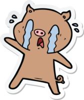 sticker of a crying pig cartoon png
