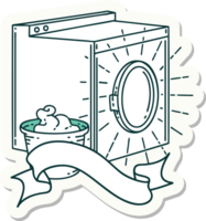 sticker of a tattoo style washing machine png