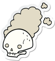 sticker of a cartoon dusty old skull png