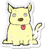 retro distressed sticker of a cartoon dog sticking out tongue png