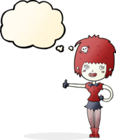 cartoon vampire girl giving thumbs up sign with thought bubble png