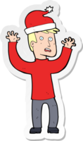 sticker of a cartoon man ready for christmas png