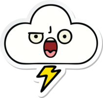autocollant d'un nuage d'orage de dessin animé mignon png