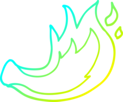 cold gradient line drawing of a cartoon flame png