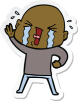 sticker of a cartoon crying bald man png