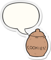 dessin animé biscuit pot avec discours bulle autocollant png