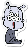 sticker of a happy cartoon alien png