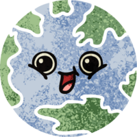 retro illustration style cartoon of a planet earth png