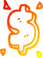 warm gradient line drawing of a cartoon dollar sign png