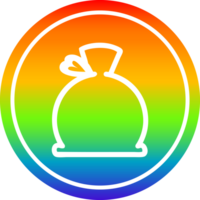 bulging sack circular icon with rainbow gradient finish png