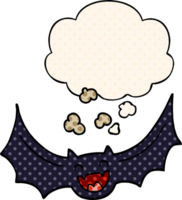 cartoon bat with thought bubble in comic book style png