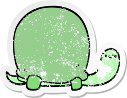 distressed sticker of a cute cartoon tortoise png