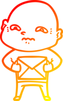 caloroso gradiente linha desenhando do uma desenho animado nervoso homem png