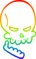 rainbow gradient line drawing of a cartoon halloween skull png