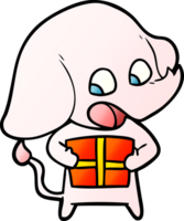 cute cartoon elephant with christmas present png