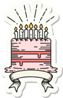 sticker of a tattoo style birthday cake png