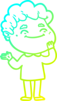 cold gradient line drawing of a cartoon friendly man png