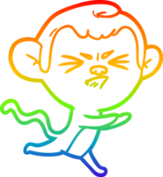 rainbow gradient line drawing of a cartoon annoyed monkey png