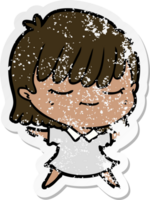 distressed sticker of a cartoon woman png