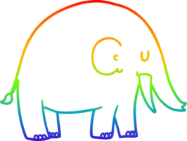 rainbow gradient line drawing of a cartoon elephant png