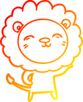 warm gradient line drawing of a cartoon lion png