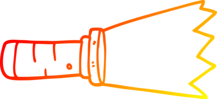 warm gradient line drawing of a cartoon lit torch png