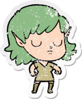 distressed sticker of a cartoon elf girl png