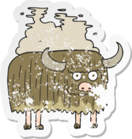 retro distressed sticker of a cartoon smelly cow png
