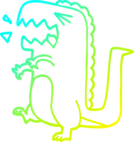 cold gradient line drawing of a cartoon roaring dinosaur png