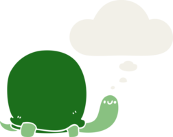 cute cartoon tortoise with thought bubble in retro style png