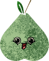 retro illustration style cartoon of a green pear png