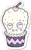 klistermärke av en spöklik dödskalle cupcake tecknad png