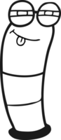 drawn black and white cartoon worm png