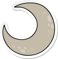 sticker of a quirky hand drawn cartoon crescent moon png