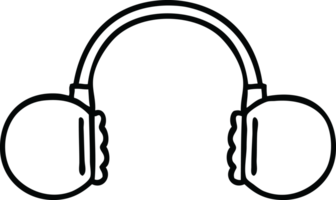 line drawing cartoon of a retro headset png
