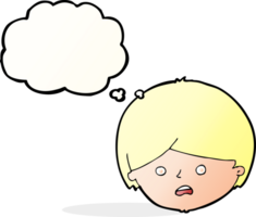 cartoon unhappy boy  with thought bubble png