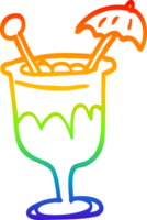 rainbow gradient line drawing of a cartoon cocktail png