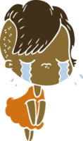 flat color style cartoon crying girl png