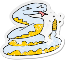 distressed sticker of a cartoon rattlesnake png