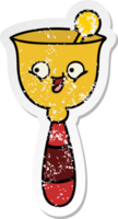 verontruste sticker van een schattige cartoon schoolbel png