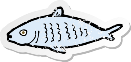 retro distressed sticker of a cartoon fish png