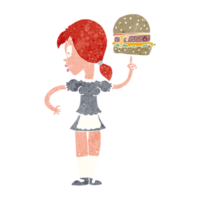tekenfilm serveerster portie een hamburger png