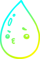 cold gradient line drawing of a cartoon cute raindrop png