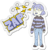 sticker of a cartoon casual alien girl using telepathy png