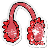 hand drawn distressed sticker cartoon doodle of pink ear muff warmers png