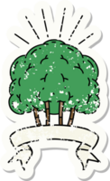 worn old sticker of a tattoo style tree png