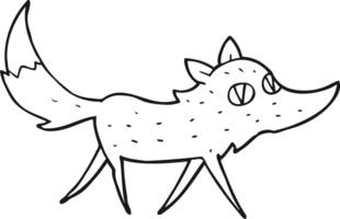 drawn black and white cartoon little wolf png